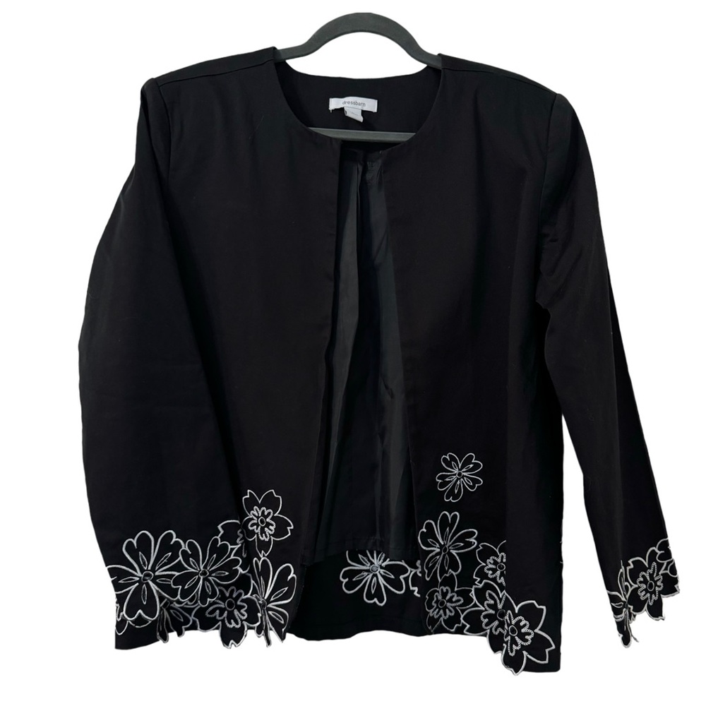 Dressbarn‎ Modern Floral Embroidered Black White Shaket Size Large